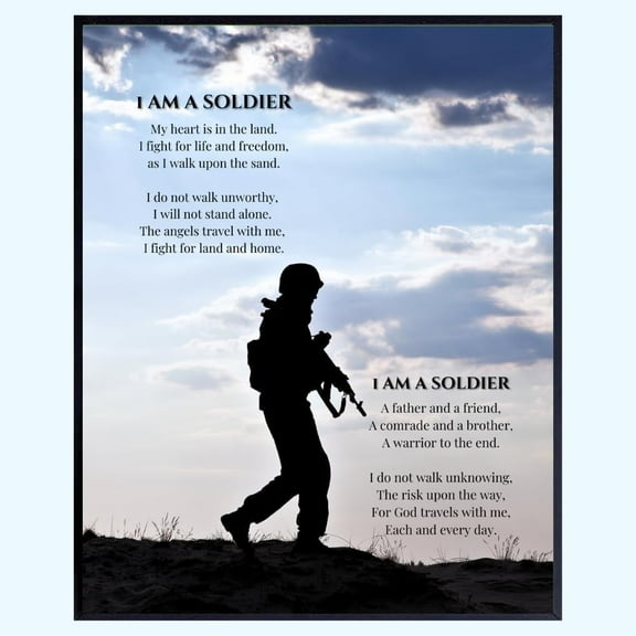 I Am a Soldier Military Wall Art – Patriotic American Decor, Inspirational Veteran Print, Army Tribute Poster for Home or Office