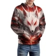 thumbnail image 3 of LAOLIUSN Men’s Fox Hoodie All Over Print 3D White Wolf Face Graphic Pullover Sweatshirt,S-4XL, 3 of 7