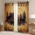 thumbnail image 2 of jejeloiu Woodland Animal Moose Black Out Curtains,Rustic Farmhouse Cabin Curtains Pack of 2 (42x63 Each),Brown Bear Paws Bedroom Curtains For Boys Teens,Luxury Bedroom Decor, 2 of 6