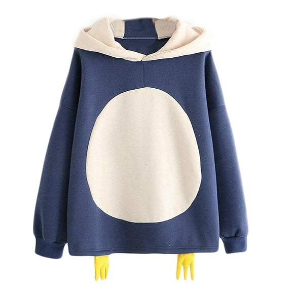 Dadaria Hoodies for Women Plus Size Hooded Penguin Cute Cotton Sleeve Tops Blouse Sweatshirt XL X-Large,Female