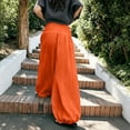 thumbnail image 3 of Sewkxo Womens Elastic High Waist Wide Leg Barrel Pants Flowy Baggy Balloon Trousers Summer Beach Pants,Saffron S, 3 of 5