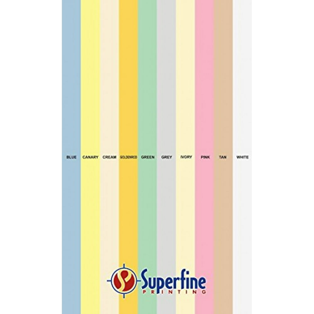 Pastel Color Paper 10 Assortment Colors of 25 Each, 20 Lb, 250 Sheets