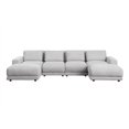 thumbnail image 2 of 6-Piece Velvet/Linen Fabric Modular Upholstered Sofa With Ottoman-Beige, 2 of 12