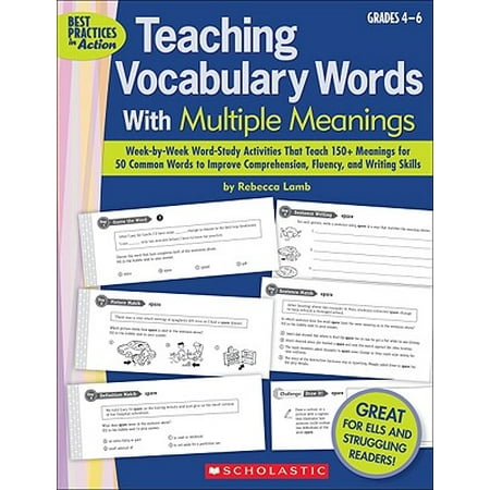 Teaching Vocabulary Words with Multiple Meanings, Grades 4-6 : Week-By-Week Word-Study Activities That Teach 150+ Meanings for 50 Common Words to Improve Comprehension, Fluency, and Writing (Best Reads Of The Week)
