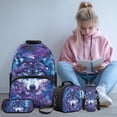 thumbnail image 2 of Bulopur Girls 17 Inch School Backpack, 4 in 1 Galaxy Wolf Print Bookbag with Lunch Bag, Water Bottle Holder and Pencil Case for Kids, 2 of 8