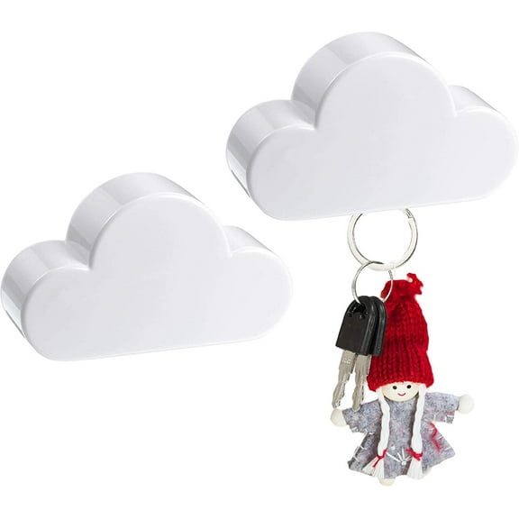 NOGIS 2 Pcs Cloud Key Holder Magnetic Key Rack Organizer Keychains Hooks with Adhesive Magnetic Key Ring Holder, Ideal for Door, Entryway Decorative Wall Mount Holder