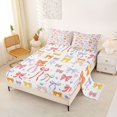 thumbnail image 2 of Manfei Rainbow Ribbon Bow Queen Sheets,Cute Coquette Bowtie Queen Sheet Sets,4pcs,1 Flat Sheet,1 Fitted Sheet and 2 Pillowcases, 2 of 6