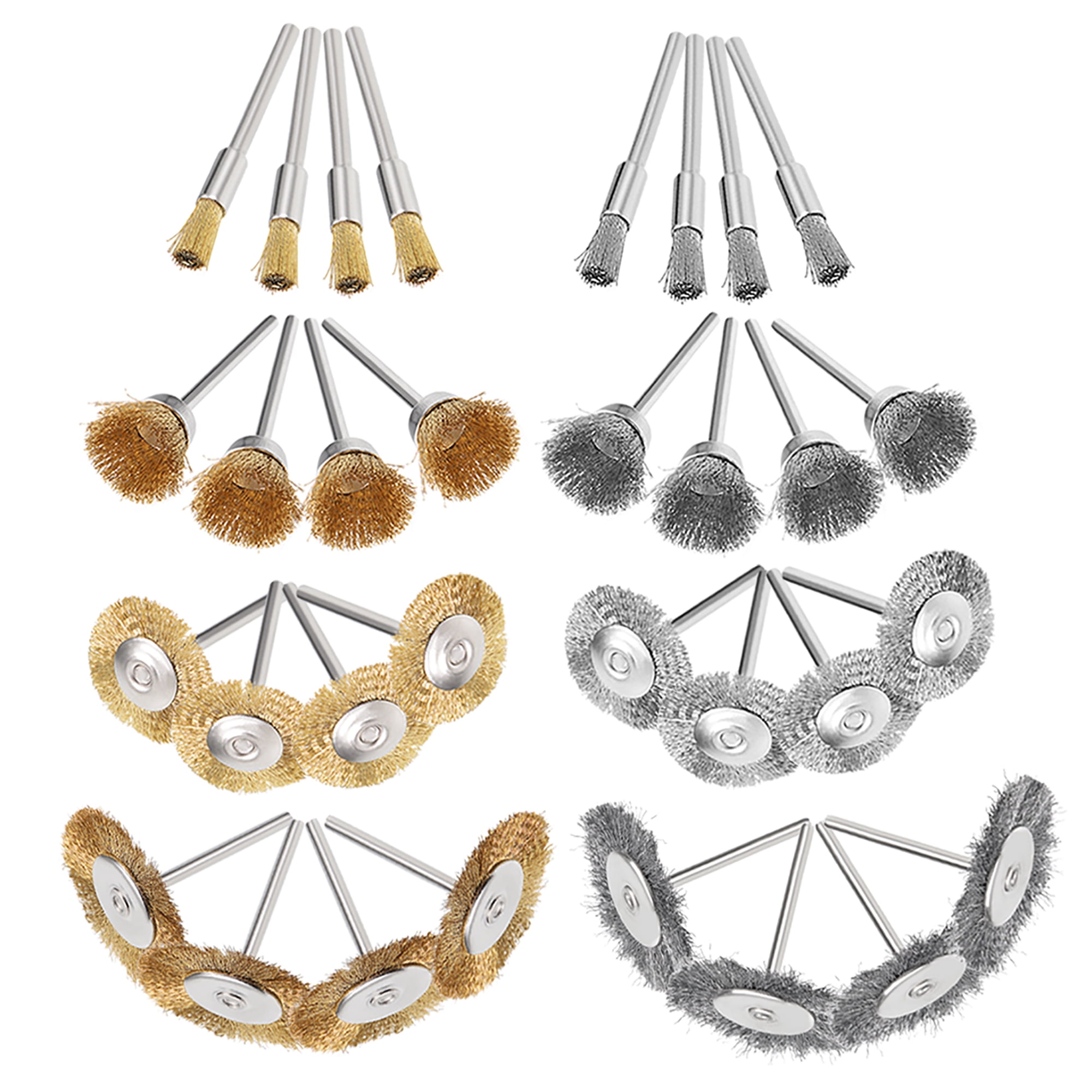 Wire Cup Brush + Wire Wheel + Wire Brush with 1/8-inch Shank 32 Pcs