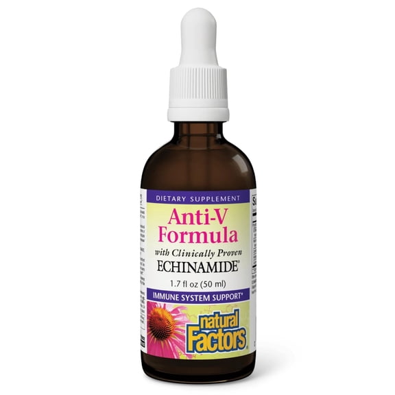 Natural Factors Anti-V Liquid Formula, Echinacea Supplement for Immune and Wellness Support, Organic, Non-GMO, 1.7 oz (50 Servings)