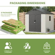 Patiowell 8x8 Resin Storage Shed with Window & Lockable Door, Easy Assembly, for Tools, Backyard, Patio, Gray & White