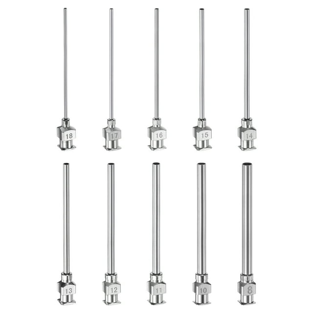 Uxcell 20 Pcs 8-18G Aiguille de Distribution en Acier Inoxydable, Tube d'Aiguille de Colle 2 Pouces Pointe Émoussée