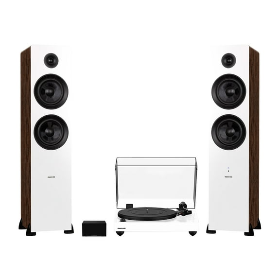 Fluance RT82 Reference High Fidelity Vinyl Turntable, PA10 Phono Preamp and Ai81 Powered Floorstanding Speakers, Ortofon OM10 Cartridge, 150W Class D Amplifier, Bluetooth (Natural Walnut)