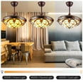 thumbnail image 2 of AFANQI 42 Inch Tiffany Invisible Ceiling Fan with Light, 3 Colors 3 Speeds Stained Glass Ceiling Fan, Remote Control 4 Blades Ceiling Fan for Bedroom, Living Room and Dining Room, 2 of 8