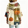 thumbnail image 5 of IYYVV 3/4 Sleeve Halloween Hoodies For Women Drawstring Ghost Pumpkin Batwing Sleeve Wearable Blanket Spooky Season Fall Sweatshirts Khaki 3XL, 5 of 5