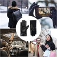 thumbnail image 5 of isotoner Women's Classic Stretch Leather Touchscreen Cold Weather Gloves, Fleece Lining Small-Medium Black, 5 of 7