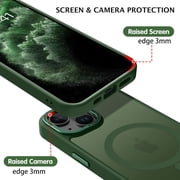 Magnetic for iPhone 13 Case/iPhone 14 Case Compatible with Magsafe Translucent Matte Slim Anti-Scratch Military Grade Protective Phone Case for iPhone 13/iPhone 14 for Men, Deep Green