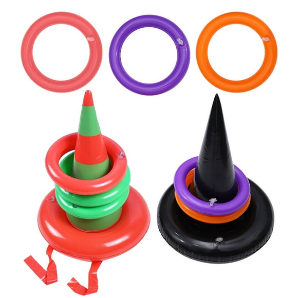 Juego de lanzamiento de lanzamiento de sombrero de bruja de 10 pcs Juego de lanzamiento de PVC Inflable para fiestas de Halloween de Navidad