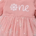 thumbnail image 6 of IBTOM CASTLE Baby Girl 1st Birthday Outfit Fall Pumpkin Winter Snowflake One Romper Sparkle Dress with Headband for Cake Smash Photo Shoot 12-18 Months Pink - Snowflake, 6 of 8
