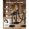 thumbnail image 2 of VEVOR Stanchion Post, 4 Pcs Crowd Control Barrier Set with 2 Black Velvet Ropes, Heavy Duty Stainless Steel Stanchion Post Queue with Hollow Base for Theater, Party, Wedding, Exhibition, Event (Black), 2 of 9