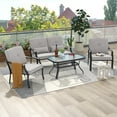 thumbnail image 2 of Costway 4 PCS Patio Metal Chairs Outdoor Dining Seat Heavy Duty with Cushions Garden Gray, 2 of 8