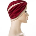 thumbnail image 5 of Women Stitched Forehead Two Color Muslim Hijab Twisted Turban Hat Indian Hats NAVY BLUE, 5 of 8