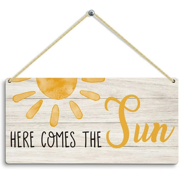 6x12 Inch Summer Decor, Summer Decorations For Home Office Door Decor Signs, Summer Sign, Here Comes The Sun Sign, Summer Front Door Wall Hanging Plaque Decor