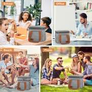 Insulated Lunch Box for Women Men, Expandable Leakproof Lunch bag with Double Compartment, Reusable Cooler Tote Bag for Office, Work, Picnic, Gray(17L)