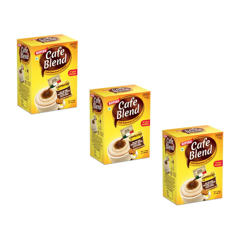 KOPIKO CAFE BLEND CAPPUCCINO All IN 1 Premix Instant Coffee - 125 gm(Pack  of 3) |5 Sachets in Each