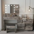 thumbnail image 4 of Ktaxon Makeup Vanity with 9 Drawers&USB Charging Station, Vanity Desk with 3 Color Light, Vanity Table Set w/ 9 Drawer Dresser, Gray, 4 of 10