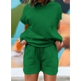 thumbnail image 2 of YATELLE Women's 2 Piece Outfits Sweatsuit Casual Short Sleeve Pullover Tops and Drawstring Shorts Pants Lounge Sets, 2 of 5