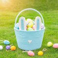 thumbnail image 4 of Advancent Cesta de Pascua tejida a mano con conejitos, cestas para niñas, regalos, dulces, duradera, 2 piezas, vacía. Almacenamiento y organización del hogar azul, 4 of 6
