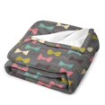 Colorful Bows Gray Red Yellow Blue Blanket, Gift Throw Blanket for Sofa