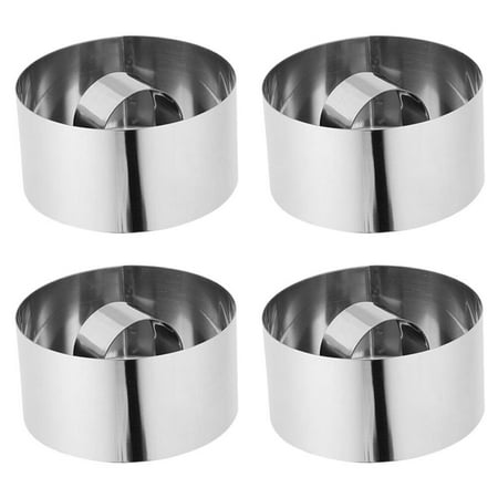

4Pcs Cake Molds Cookie Cutters Mousse Molds Round Stainless Steel Mold for Household Baking