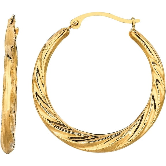 Floreo 10k Yellow Gold 23mm Medium Graduated Round Twist Hoop Earrings