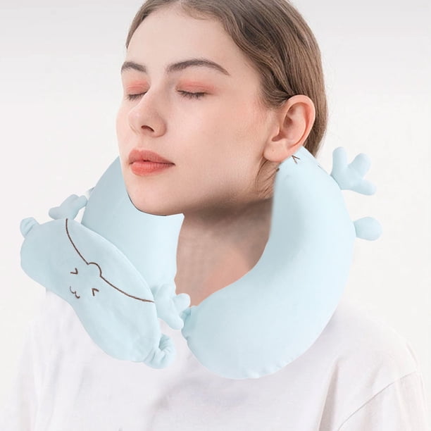 Accesorios para coche, accesorios para automóviles, decoraciones para coche, juego de almohadas con forma de U de ciervo, antifaz desmontable y lavable, almohada para el cuello, almohada de viaje, pro