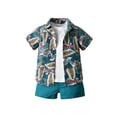 thumbnail image 2 of Toddler Baby Boy Clothes Hawaiian Outfits 3 Pieces Cotton T-Shirt+Aloha Short Sleeve Shirt+Shorts Sets, 2 of 9
