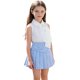 thumbnail image 1 of Odeerbi Niñas 2 Piezas Preppy Traje Flor Decoración Camisa Sin Mangas y Falda Plisada Conjunto Uniforme Escolar, 1 of 8