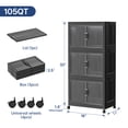 thumbnail image 3 of 18" W Collapsible Stackable 26Gal (105Qt) Storage Bins with Lids, 3-Pack Folding Plastic Storage Box with Doors for Home, Closet, Black (18" x 11" x 32"), 3 of 6