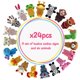 thumbnail image 2 of Juego de 24 marionetas de dedo, mini animales de peluche, juguetes de marionetas de dedo para contar historias, jugar, espectáculos de enseñanza, tiempo de juego, escuelas, fiestas de cumpleaños, rega, 2 of 5