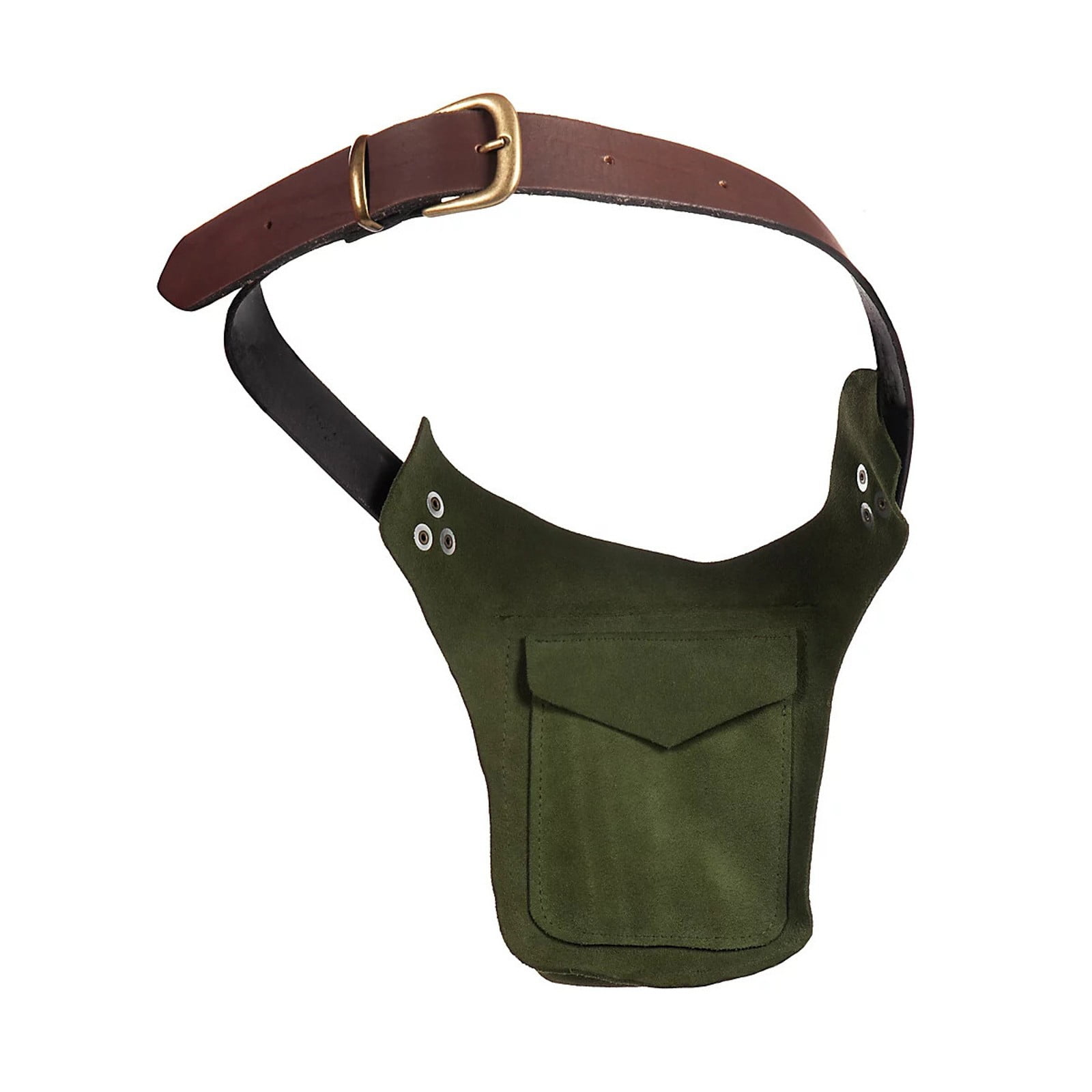 Modstep Women Mens Retro Waist Bag Outdoor Hiking Fanny Pack Adjustable Leather Belt Button Pocket Decoration Gift for Party Green