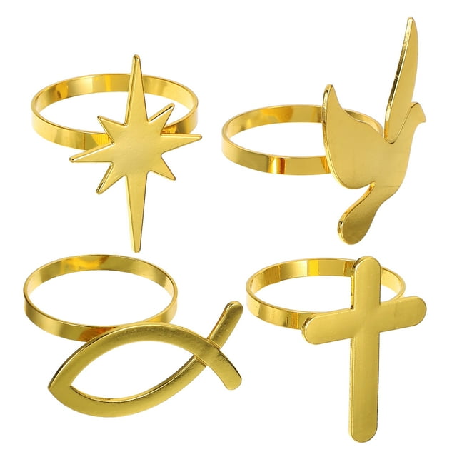 juego de anillos de servilletas con forma de cruz, porta servilletas cristianos para bautizo, hebillas para servilletas de primera comunión, decoración para mesas de casa, bodas y fiestas.