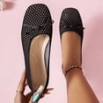 thumbnail image 2 of ShiShine Women's Mesh Ballet Flats Cute Bow Square Toe Slip On Shoes Breathable Soft Comfort Walking Shoes, 2 of 8