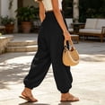 thumbnail image 5 of Aezemi Womens Ruffle Elastic Waist Trousers Fashion Comfy Pull on Summer Joggers Summer Walking Daily Casual Spring Pants with Pockets M, 5 of 9
