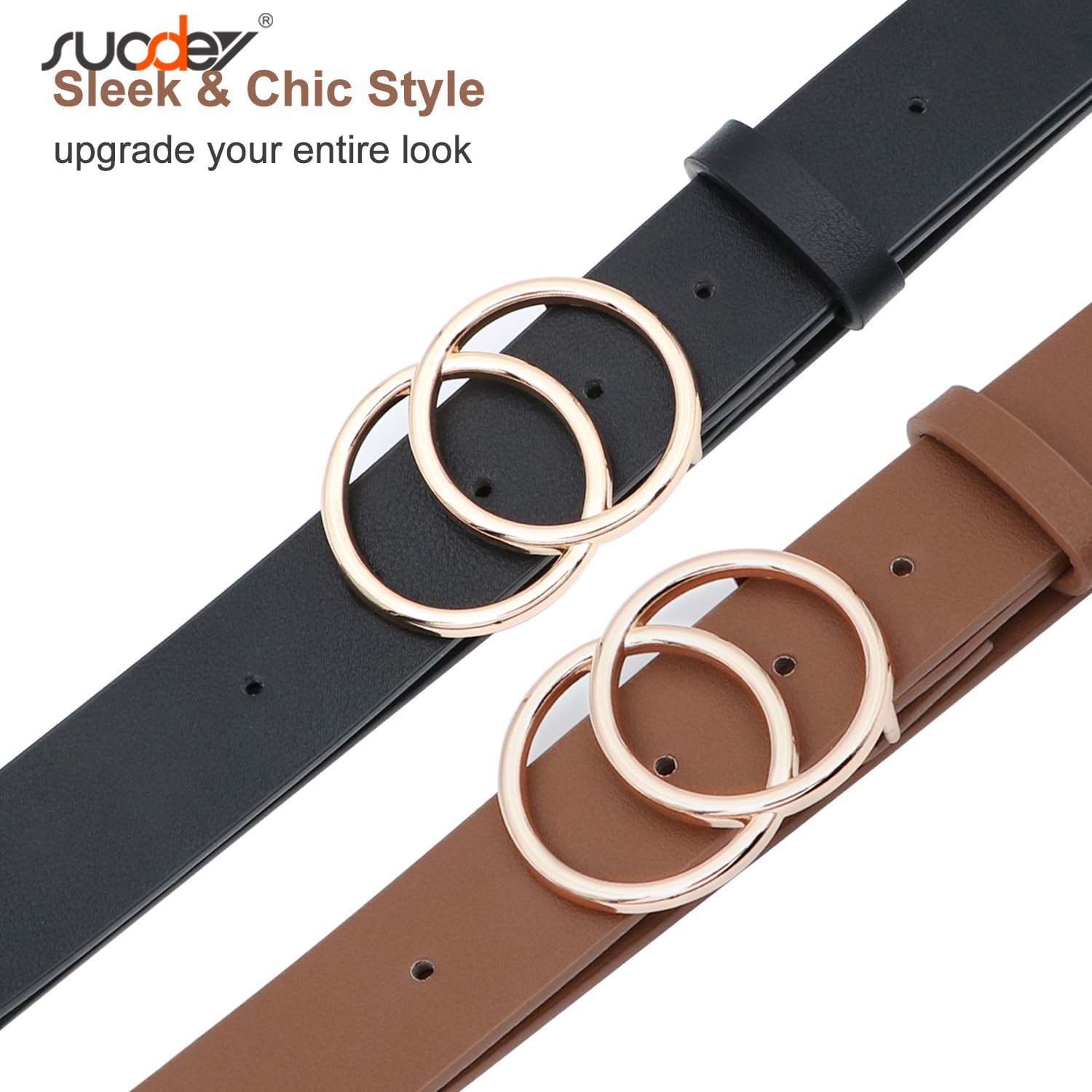 SUOSDEY Belt for Women Leather Waist Belt for Jeans Dress Pants