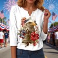 thumbnail image 6 of GEWSEY 4Th of July Shirts Women 3/4 Sleeve Crewneck Cute Shirts Casual Print T Shirt (Beige, L), 6 of 8
