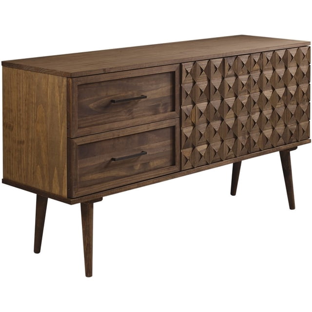 Tessa 58" Solid Wood 2-Drawer Prism Sideboard in Brown