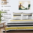 thumbnail image 3 of 3 Piece Yellow Black Stripe Duvet Cover Set Queen Size,Microfiber Comforter/Quilt Cover with Corner Ties and 2 Pillowcases,Modern Abstract Art Coarse Striped All Season Bedding with Zipper Closure, 3 of 8