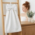 thumbnail image 5 of Unique Bargains 2 Pack Waffle Weave Hanging Hand Towels with Bowknot White 13" x 9", 5 of 6