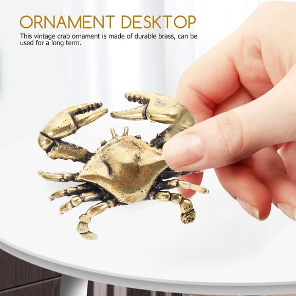 Greenadscape Retro Style Golden Brass Crab Figurine 1Pack