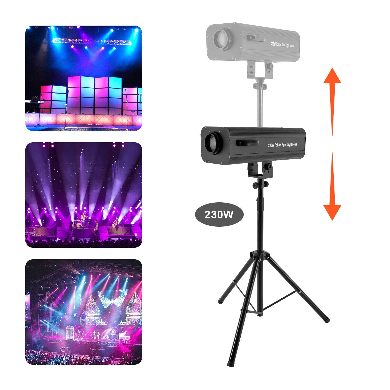 LED Follow Spot Light Manual Control Spotlight Stage Light &Stand 6 Color